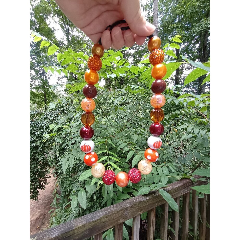 Fall Dog Necklace, Autumn Chunky Bead Pet Jewelry, Pumpkin Spice Dog Necklace, O